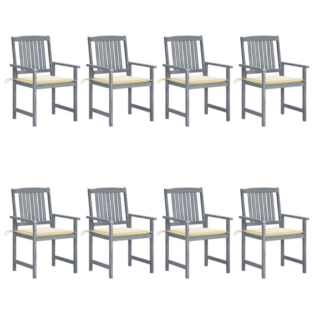 Petromila vidaXL Záhradné stoličky s podložkami 8 ks akáciový masív sivé